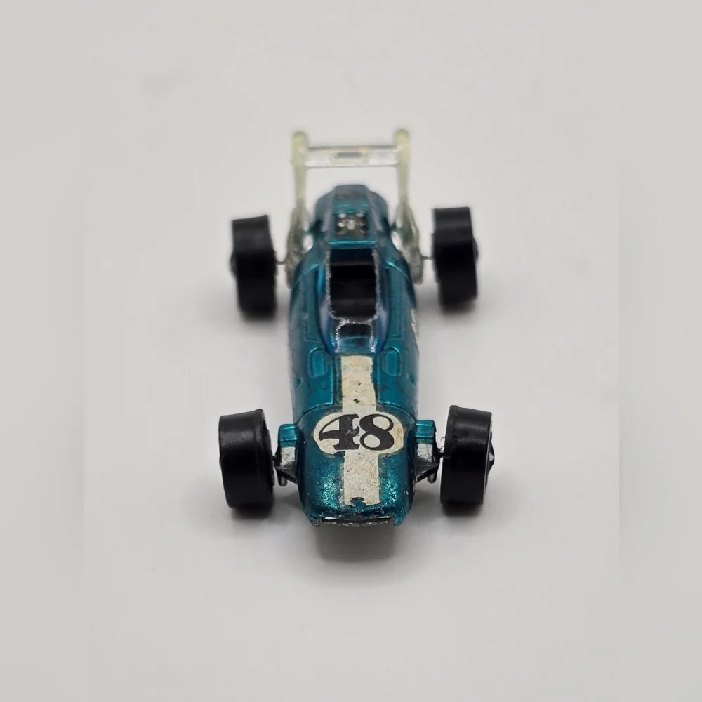 Redline Hot Wheels Indy Eagle Aqua Black Interior 1969 Hong Kong GUC